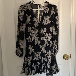 Black and white floral mini dress